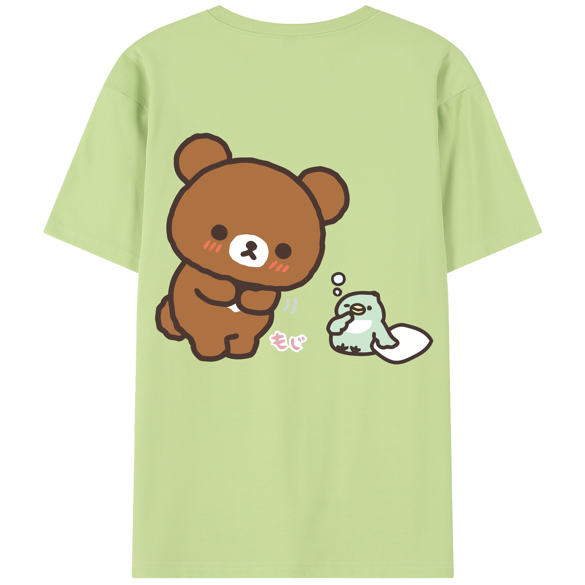 （画像用） リラックマ リラックマ キイロイトリ Rilakkuma Korilakkuma Kiiroitori 綿100％半袖Tシャツ（背面プリント）